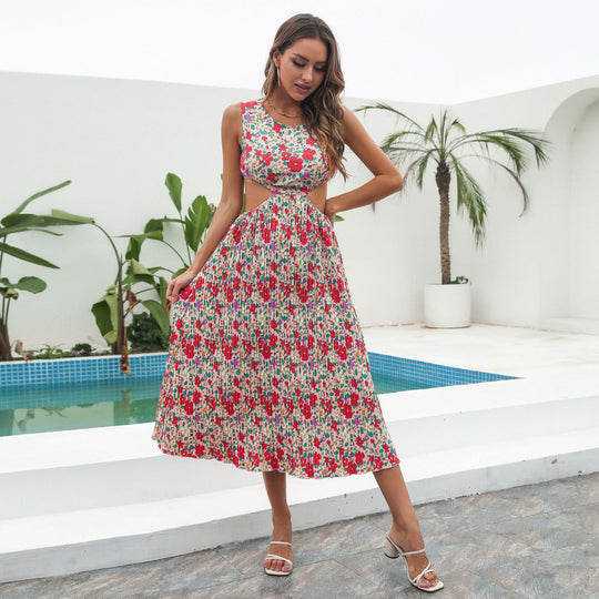 Damen Sommerkleid mit Cut-Out und floralen Motiven EB