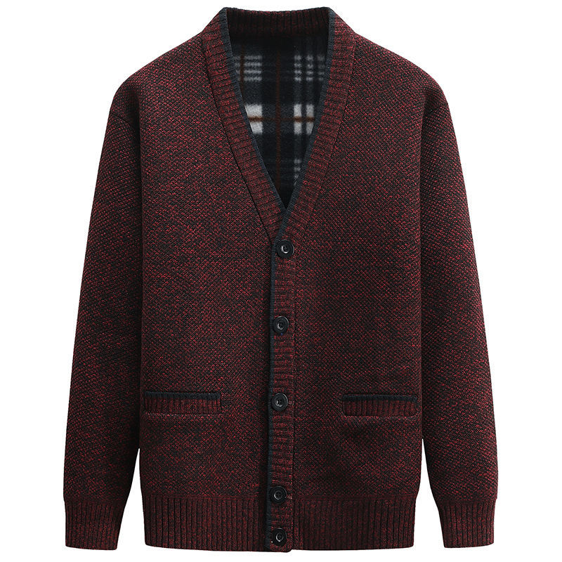 Herren Strickjacke mit kariertem Innenfutter und praktischen Taschen EB