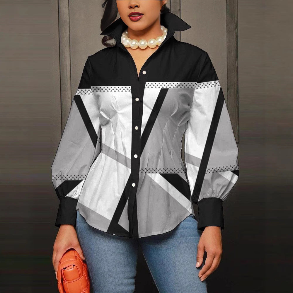 Damen modische Bluse mit geometrischem Design EB
