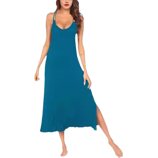 Damen Maxikleid mit eleganten Spaghettiträgern und lässigem Schnitt EB