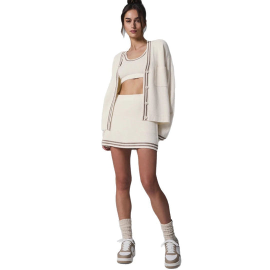 Damen Strickjacke mit kontrastierenden Borten und Taschen EB