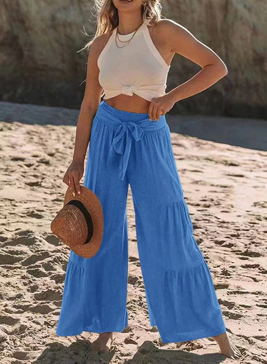 Damen Strandhose mit elastischem Bund und weitem Schnitt EB