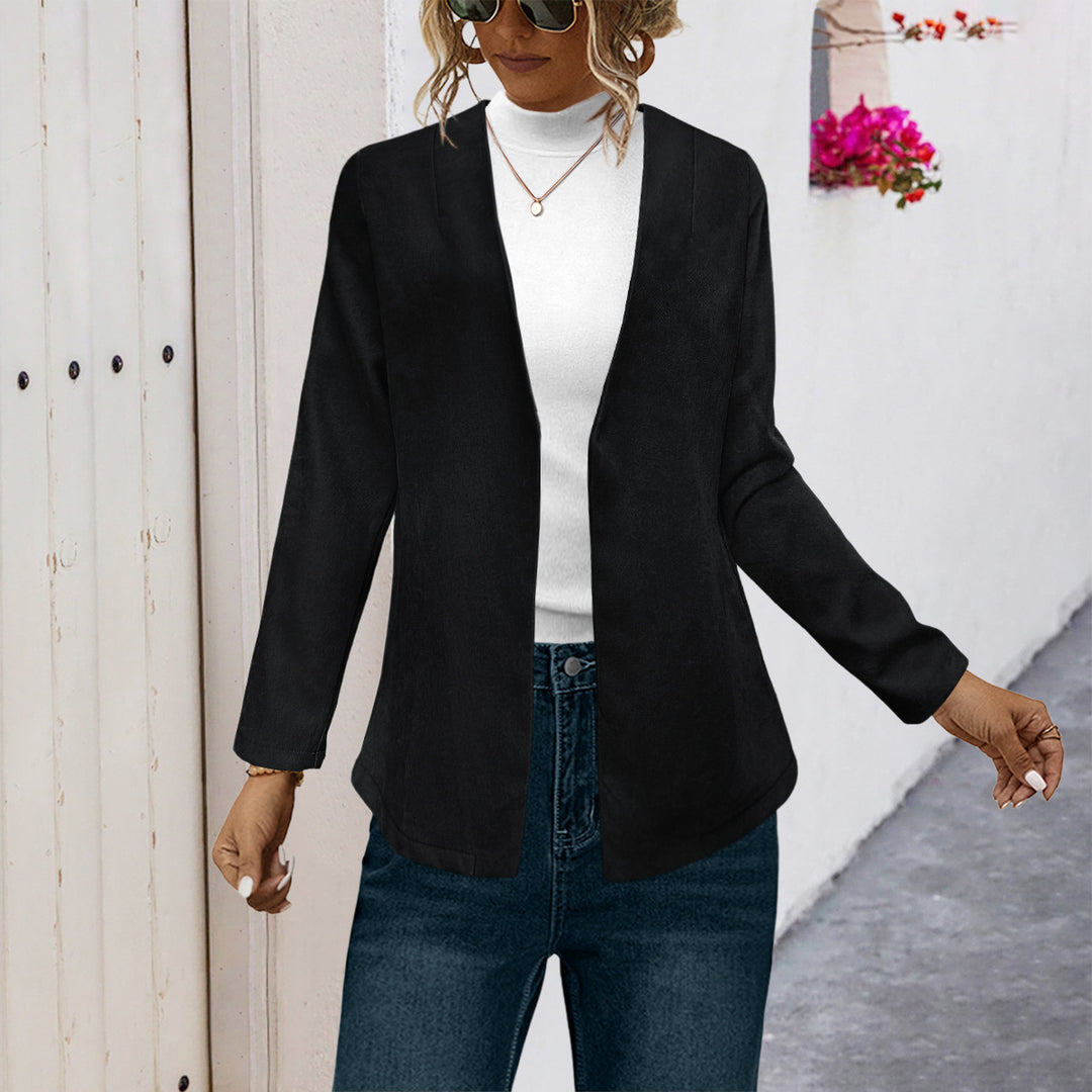 Damen Elegante Longjacke mit weichem Stoff und offenem Schnitt EB