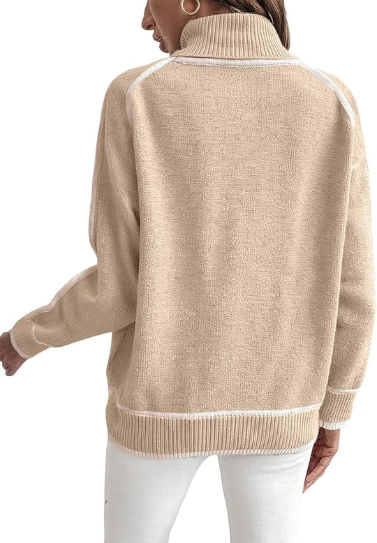 Damen Übergroße Strickpullover mit Stehkragen EB