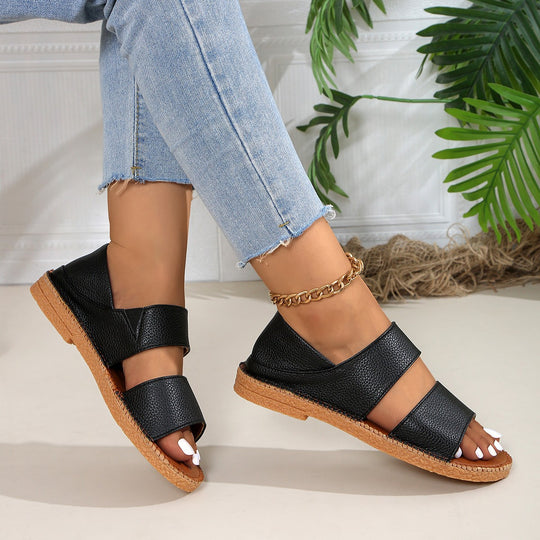 Damen Komfortable Riemensandalen mit doppeltem Klettverschluss EB