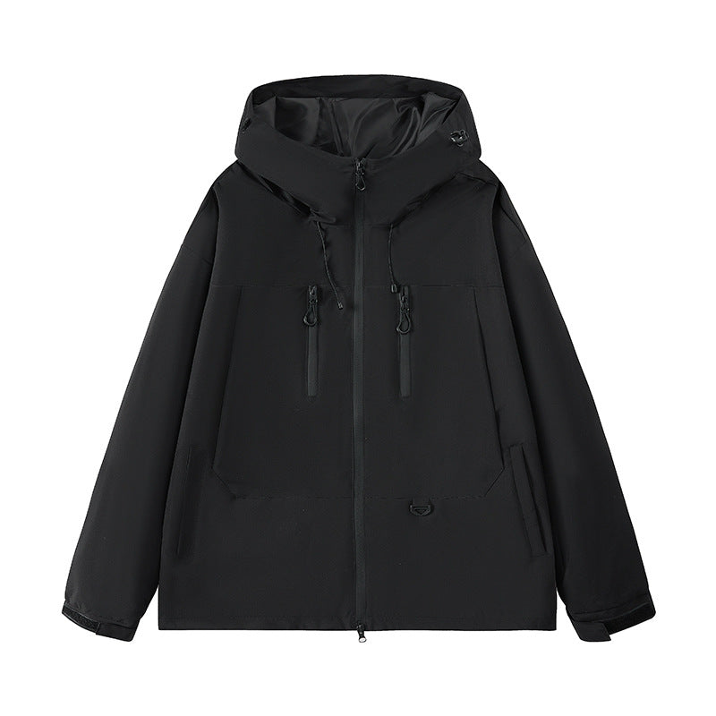 Herren wasserabweisende Outdoor-Jacke mit verstellbarer Kapuze und multifunktionalen Taschen EB