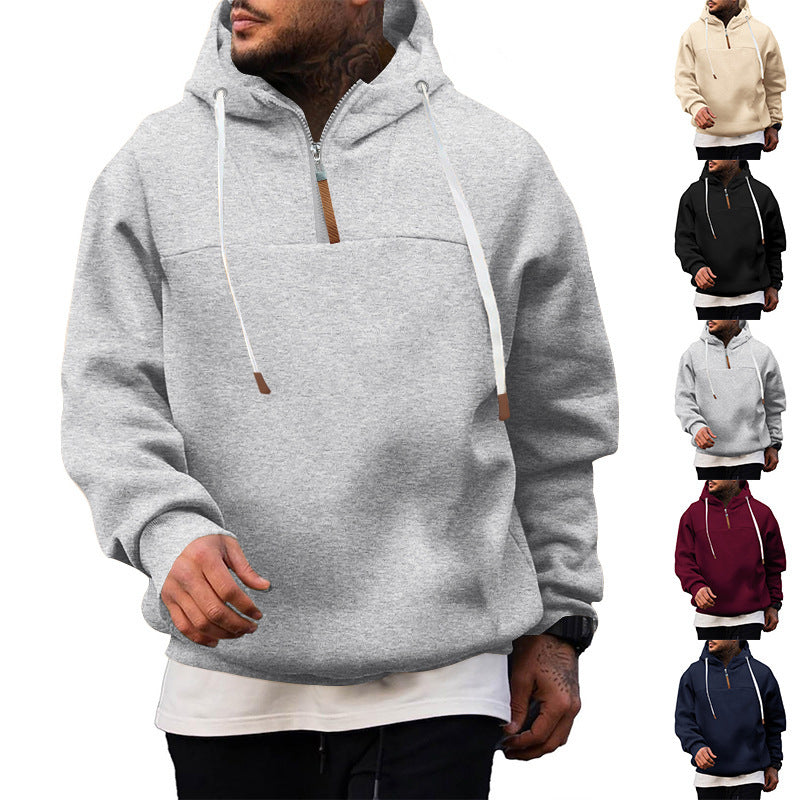 Herren modischer Kapuzenpullover mit Reißverschluss und dekorativen Details EB