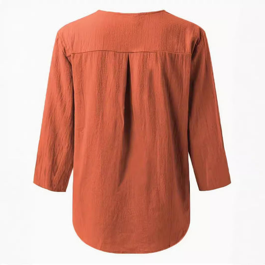 Damen Lässig geschnittenes Blusenshirt mit Knopfleiste EB