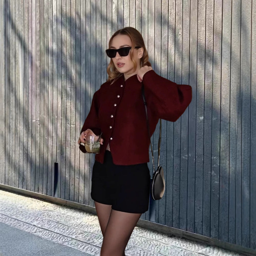 Damen Chice Überwurfjacke mit strukturiertem Design und eleganten Knöpfen EB