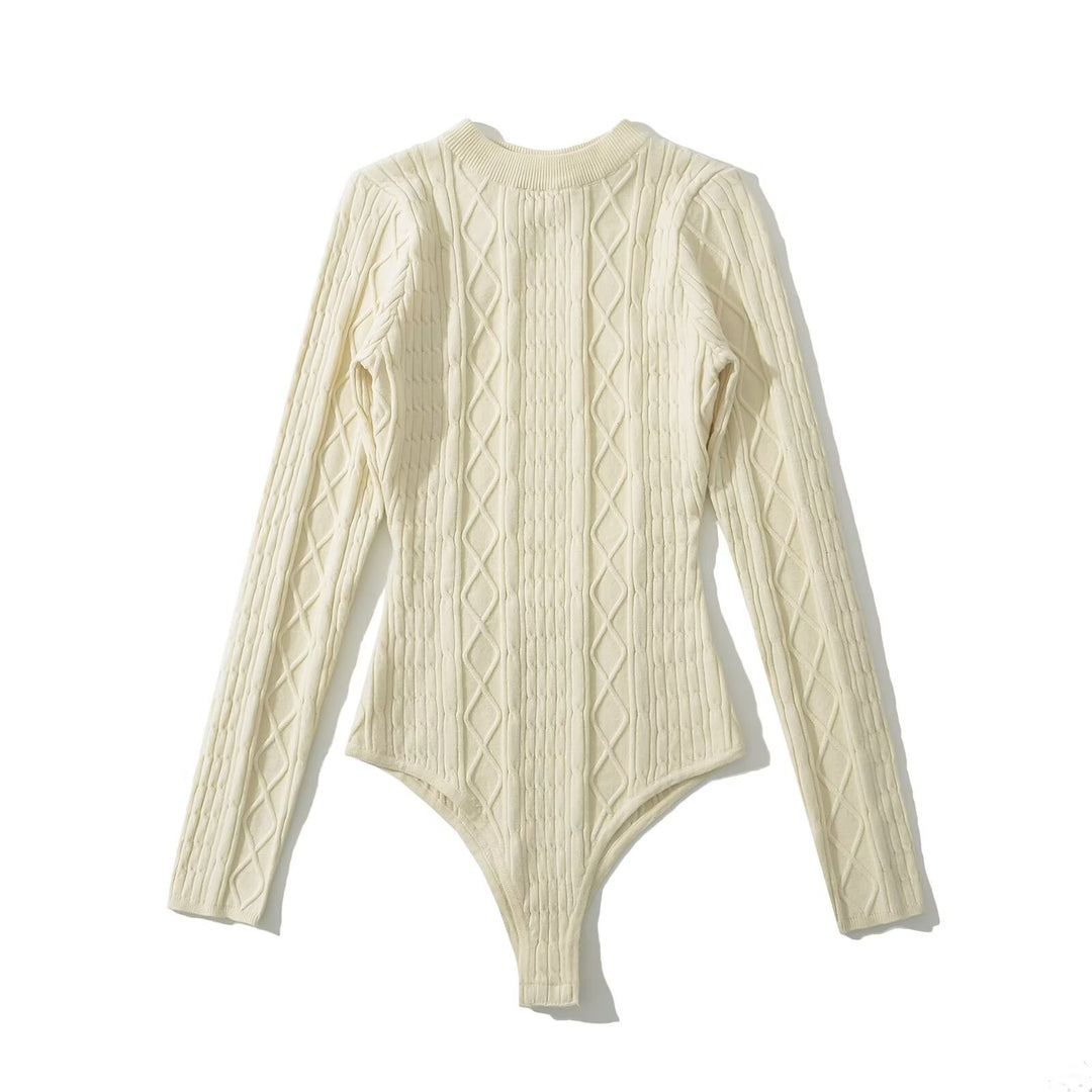 Damen Langarm Bodysuit mit strukturiertem Design EB