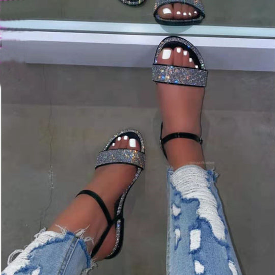 Damen Glamouröse Sandalen mit funkelnden Strassverzierungen und komfortablem Fußbett EB