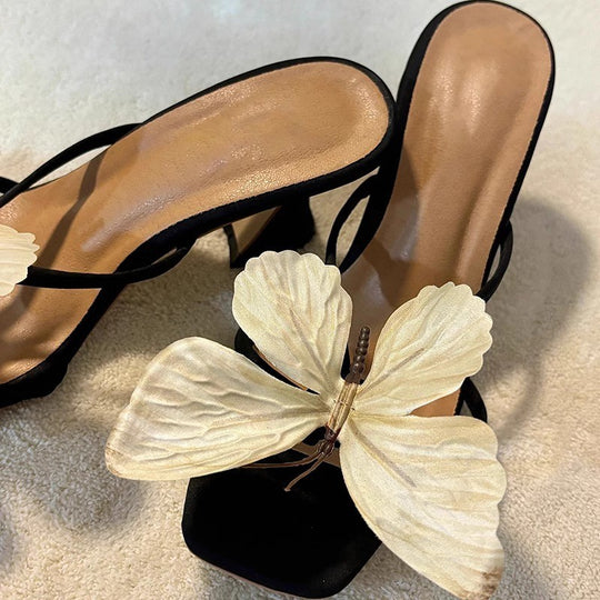 Damen Slingback Sandalen mit kunstvollen Schmetterlings-Applikationen EB