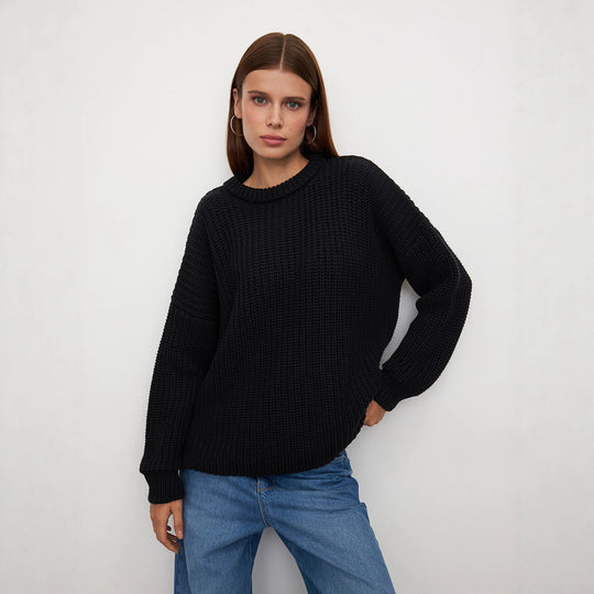 Damen lockerer Strickpullover mit weitem Schnitt EB