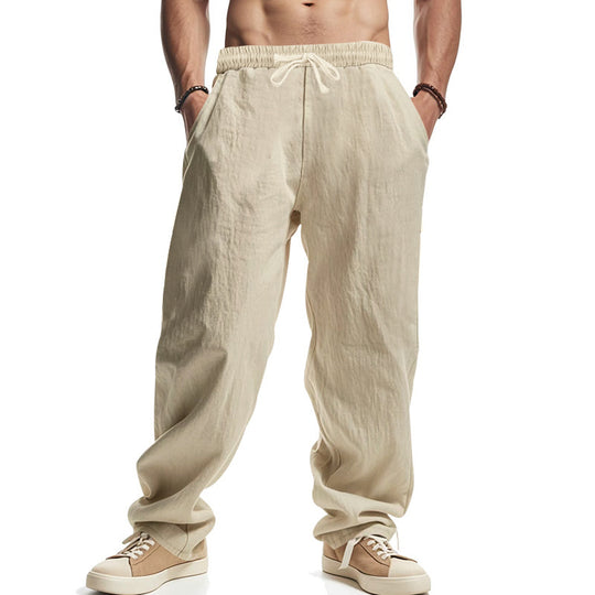 Herren Leichte Leinenhose mit elastischem Bund und praktischen Eingrifftaschen EB