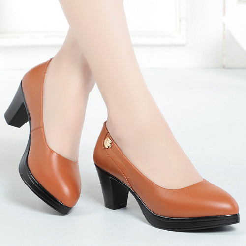Damen Elegante Blockabsatz-Pumps mit verziertem Riemen und komfortabler Sohle EB