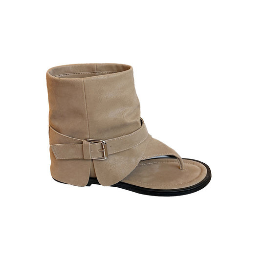Damen Offene Stiefel mit modischem Fransen-Design und komfortabler Schnalle EB