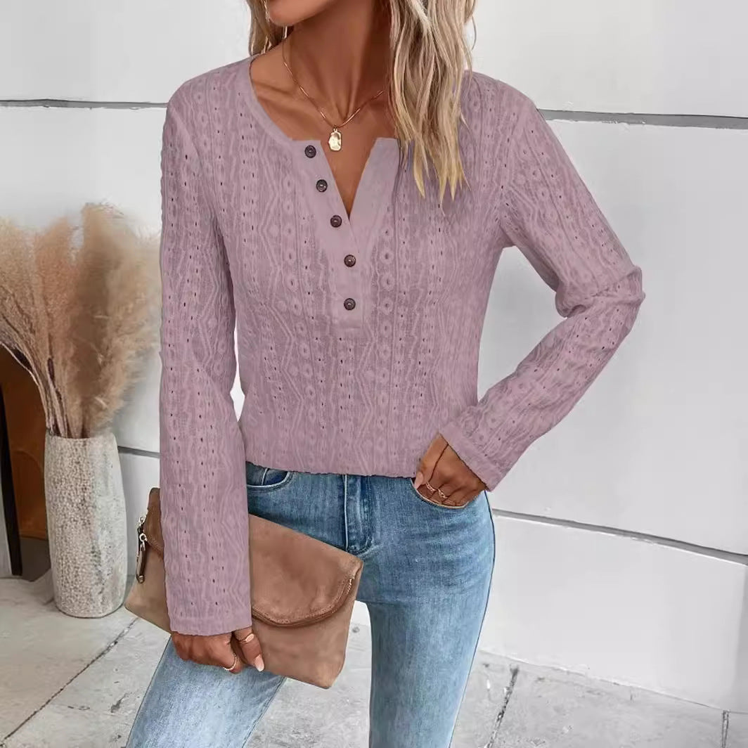 Damen Strukturierter Pullover mit Knopfdetails EB