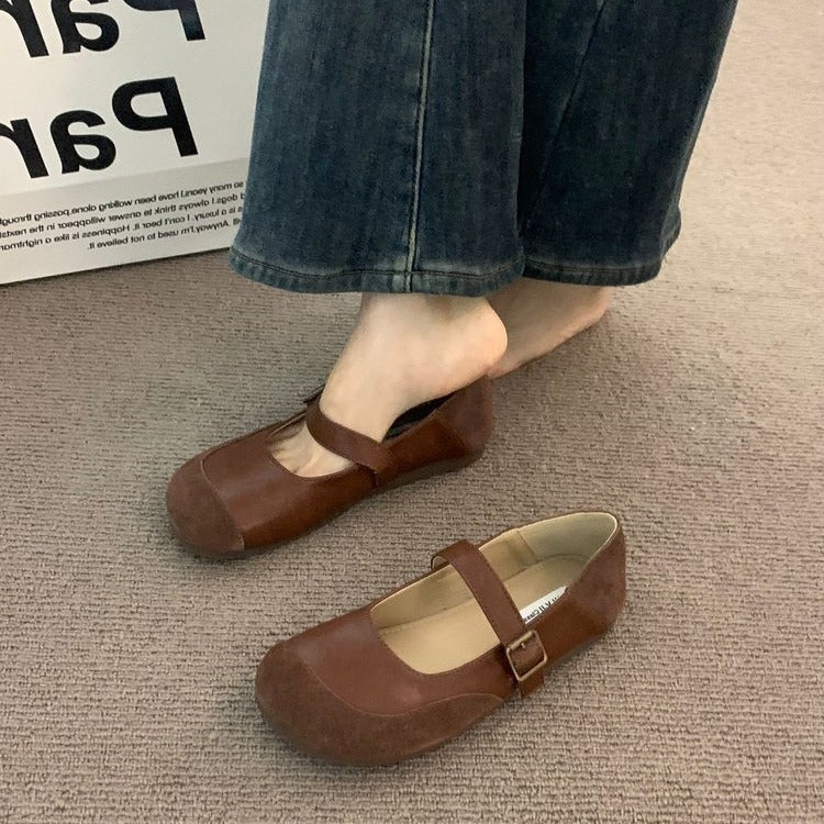 Damen komfortable Ballerinas mit modischem Riemchen und weichem Innenfutter EB