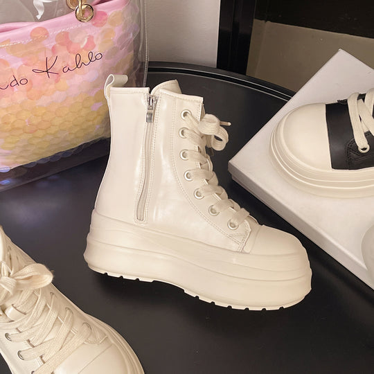 Damen hohe Sneakers mit Plateau-Sohle und elegantem Schnürsystem EB