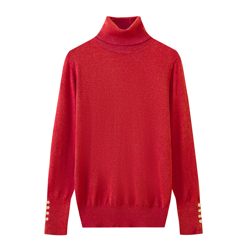 Damen Rollkragenpullover mit eleganten Knopfdetails EB