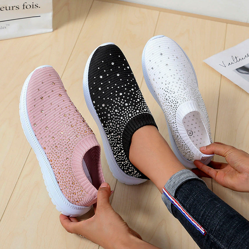 Damen modische Slip-On Sneakers mit Sparkle-Design EB