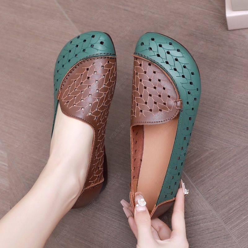 Damen luftige Ballerina-Schuhe mit modischem Flechtdesign EB