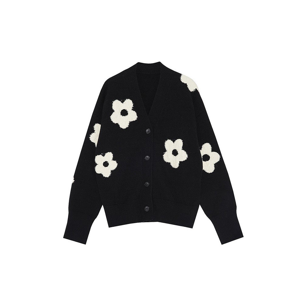 Damen Modischer Strickcardigan mit floralen Applikationen EB