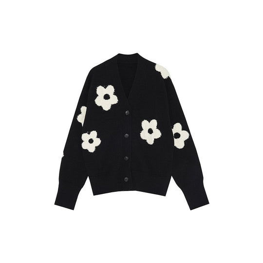 Damen Modischer Strickcardigan mit floralen Applikationen EB
