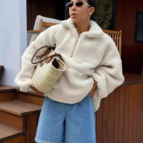 Damen Fleece-Pullover mit hohem Kragen EB
