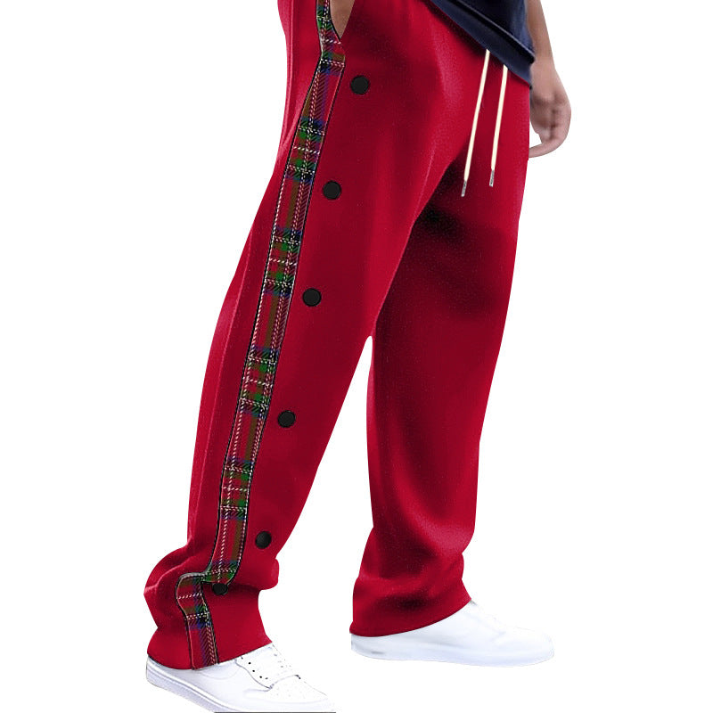 Herren Sportliche Freizeithose mit Knopfleisten und Karomuster EB