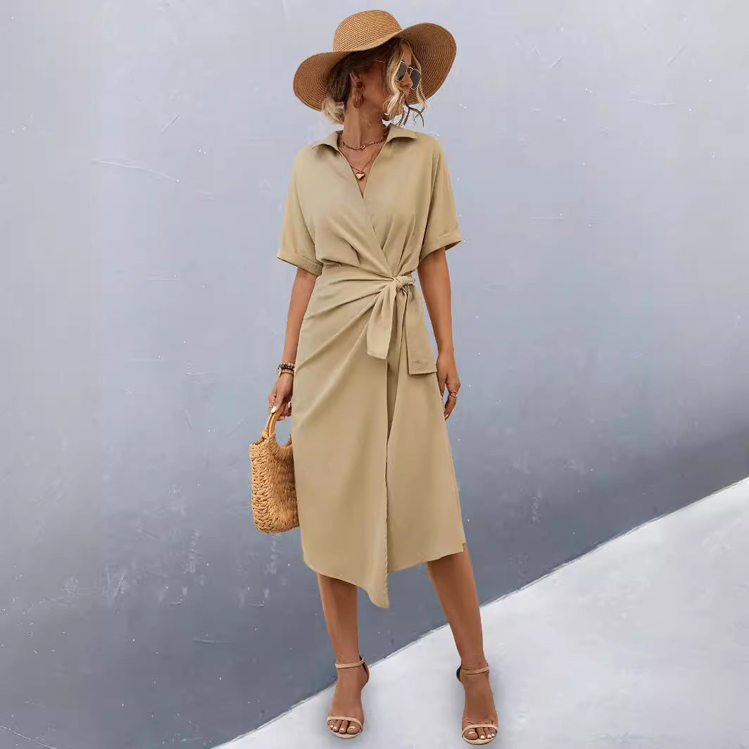Damen Midikleid mit Wickeloptik EB