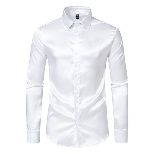 Herren Elegantes Satin-Hemd mit modernem Kragen und feiner Textur EB