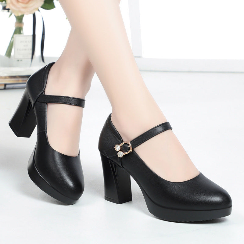 Damen Mary Jane Pumps mit Riemchen und elegantem Blockabsatz EB