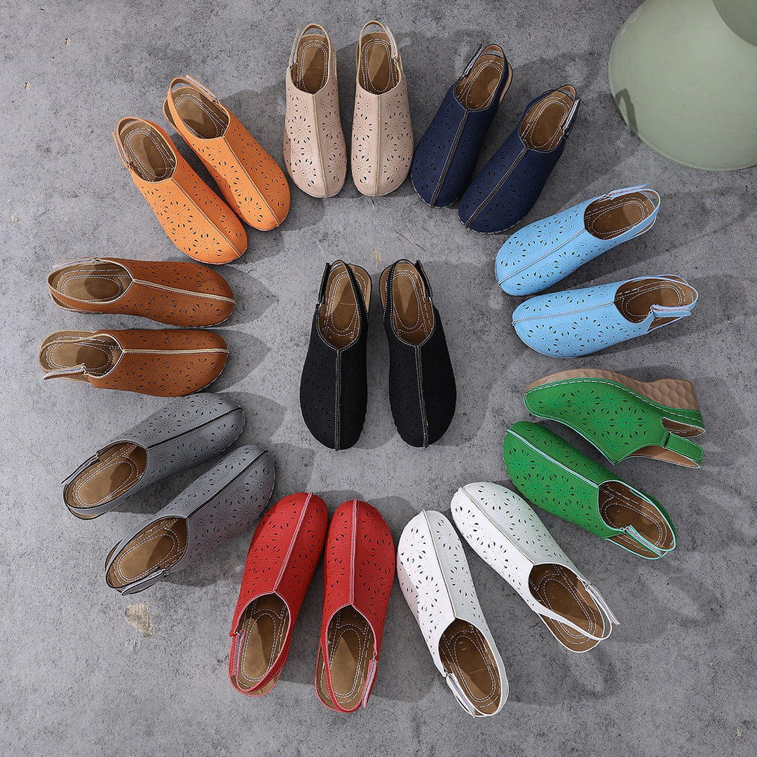 Damen Wedge-Clogs mit perforiertem Design und elastischem Einsatz EB