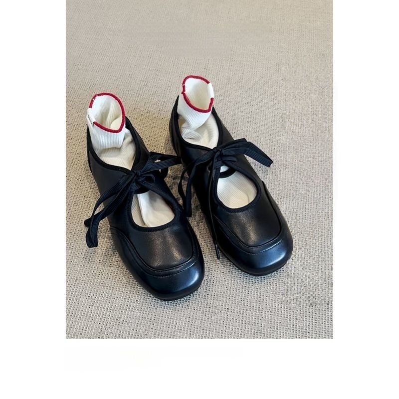Damen Bequeme Schnürer im Retro‑Ballerina‑Look mit verstecktem Keil und Komfortfußbett EB