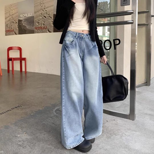 Damen weite Denim-Jeans im modischen Schnitt mit hohen Taschen EB