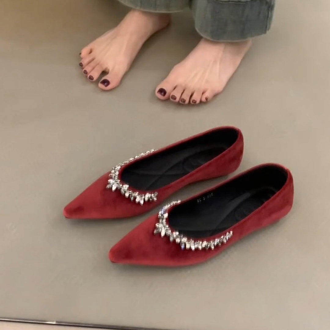 Damen elegante Ballerinas mit funkelndem Schmuckdetail EB