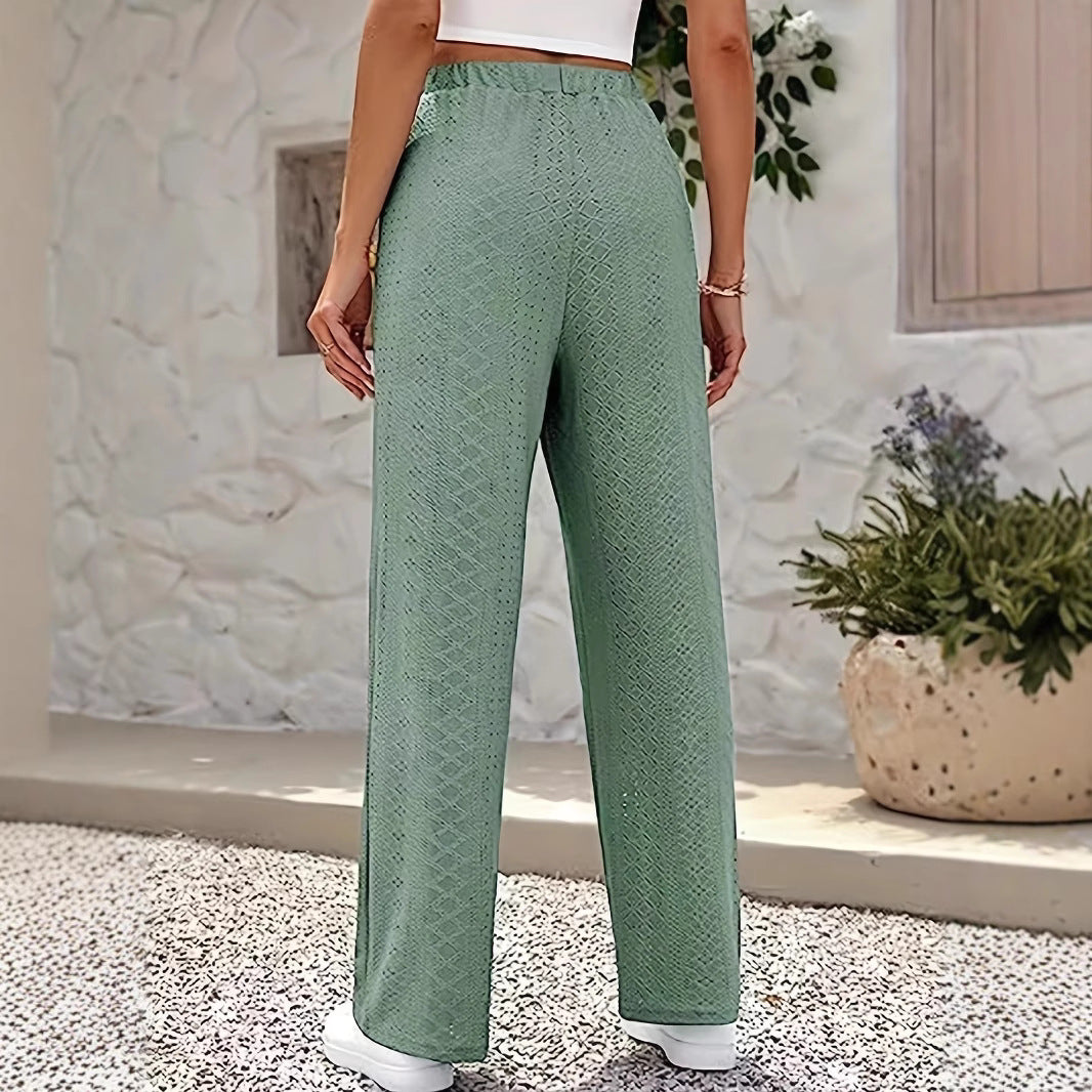 Damen weite Palazzo-Hose mit dekorativem Strukturmuster EB
