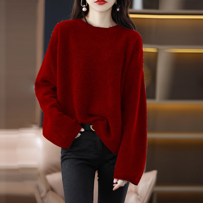 Damen Oversized Strickpullover mit weitem Schnitt und langen Ärmeln EB