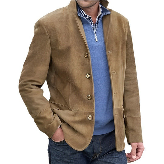 Herren Sakkojacke aus Wildlederoptik mit Stehkragen EB