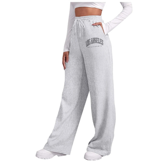 Damen nan weite High-Waist Lounge-Hose mit elastischem Bund und Eingrifftaschen EB