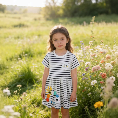 Mädchen Freizeitkleid mit niedlichen tierischen Applikationen EB