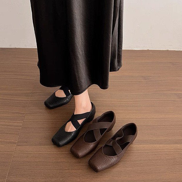 Damen Ballerina-Pumps mit elegantem Riemchen und komfortablem Absatz EB