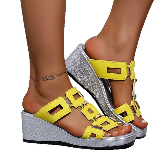 Damen Wedge-Sandalen mit modischem Riemendesign und funkelnden Akzenten EB