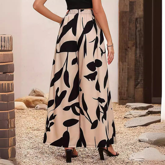 Damen Hochtaillierte Sommerhose mit floralem Druck EB