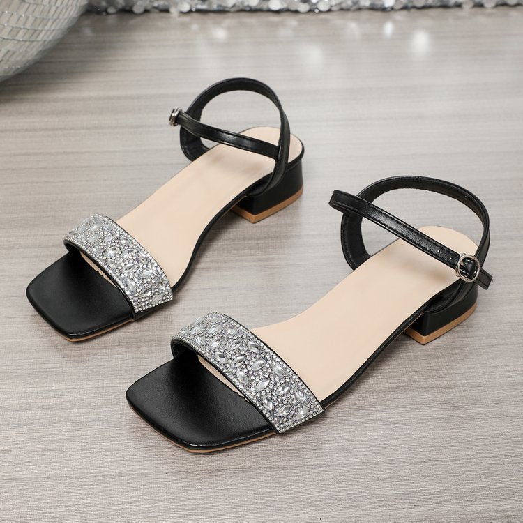 Damen elegant verzierte Blockabsatzsandalen EB