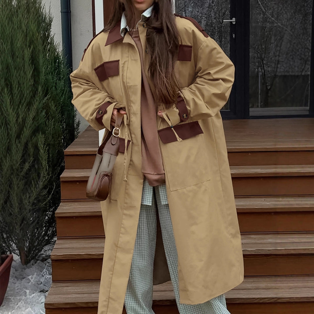 Damen Longline Utility-Jacke mit praktischen Taschen und verstellbarem Taillenzug EB