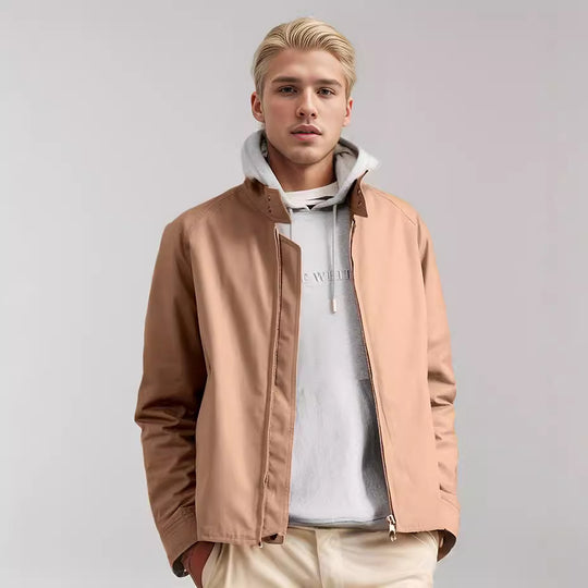 Herren lässige Übergangsjacke mit Stehkragen und praktischen Taschen EB