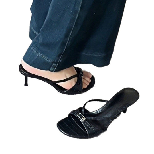Damen Elegante und stilvolle Sling-Sandalen mit modischem Riemchen und hochkomfortablem Absatz EB