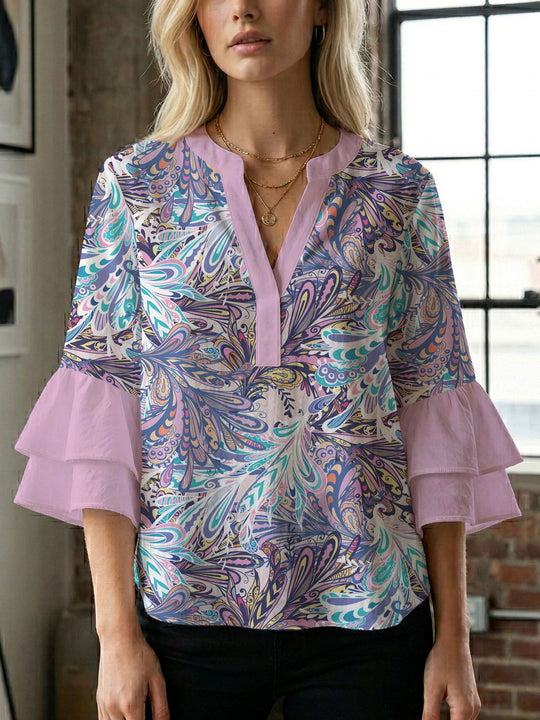 Damen Bluse mit wunderschönen floralem Design EB